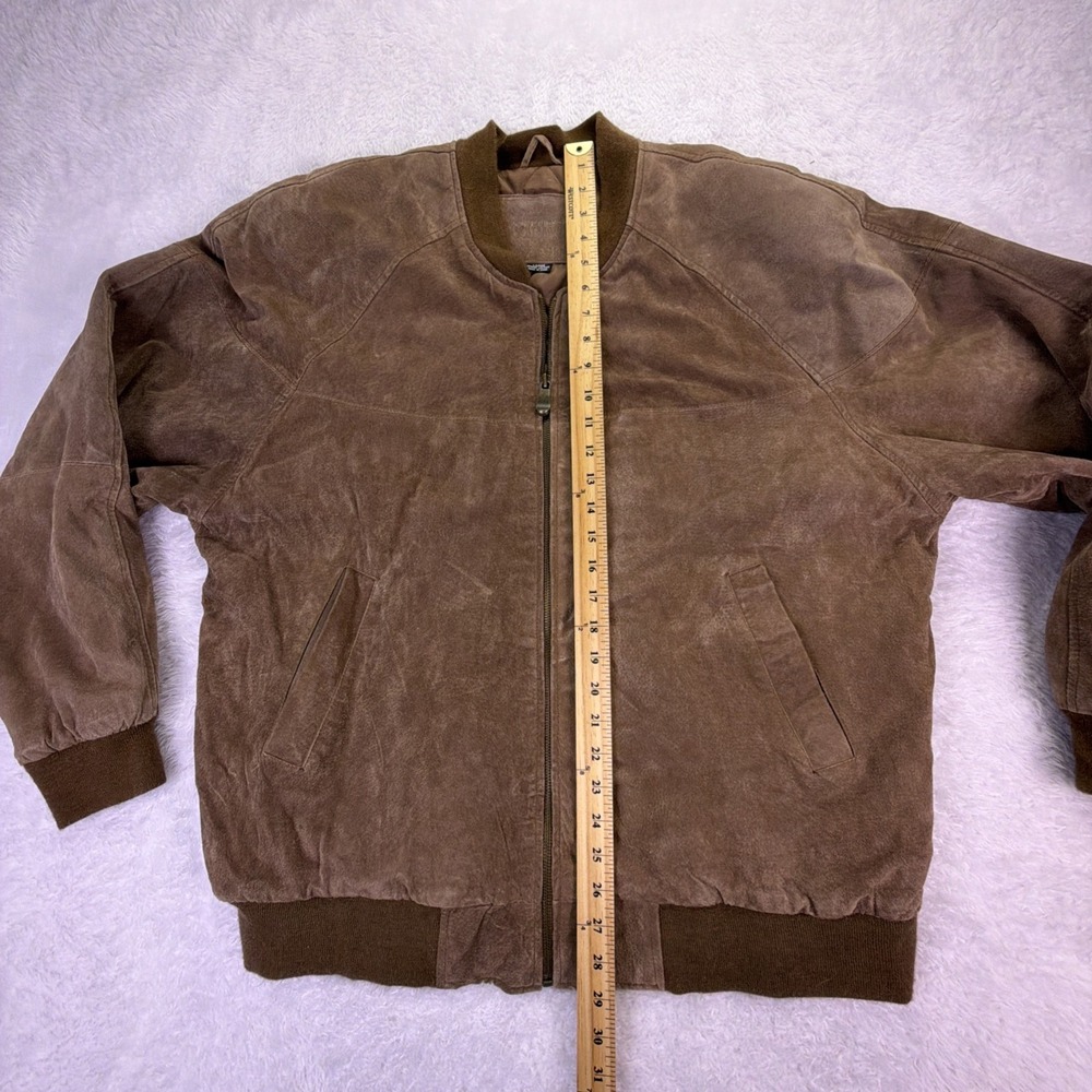 VTG Knights Bridge Brown Suede Leather Bomber Jacket Mens L Quilted Liner 90s - Picture 4 of 10